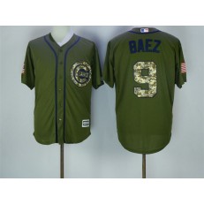 MLB Chicago Cubs 9 Javier Baez Retired Green Salute to Service Cool Base Baseball Men Jersey