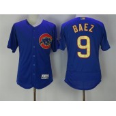 MLB Chicago Cubs 9 Javier Baez Royal Blue World Series Champions Gold Stitched Majestic 2017 Flex Base Men Jersey