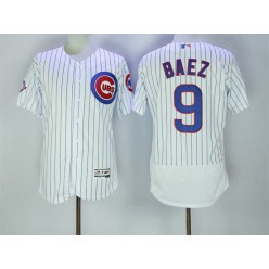 MLB Chicago Cubs 9 Javier Baez White Home 100th Anniversary 2016 Flexbase Majestic Baseball Men Jersey
