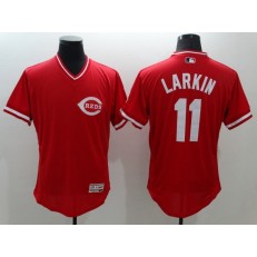 MLB Cincinnati Reds 11 Barry Larkin Retired Red Pullover 2016 Flexbase Majestic Baseball Men Jersey