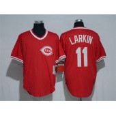 MLB Cincinnati Reds 11 Barry Larkin Retired Red Pullover Cooperstown Collection Cool Base Men Jersey