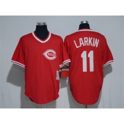 MLB Cincinnati Reds 11 Barry Larkin Retired Red Pullover Cooperstown Collection Cool Base Men Jersey