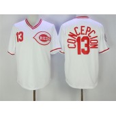MLB Cincinnati Reds 13 Dave Concepcion 1976 White Throwback Men Jersey