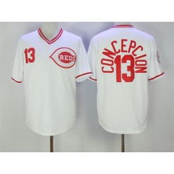 MLB Cincinnati Reds 13 Dave Concepcion 1976 White Throwback Men Jersey