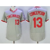 MLB Cincinnati Reds 13 Dave Concepcion Retired Gray Pullover 2016 Flexbase Majestic Baseball Men Jersey