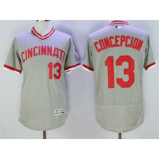 MLB Cincinnati Reds 13 Dave Concepcion Retired Gray Pullover 2016 Flexbase Majestic Baseball Men Jersey