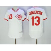 MLB Cincinnati Reds 13 Dave Concepcion Retired White Pullover 2016 Flexbase Majestic Baseball Men Jersey
