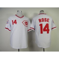 MLB Cincinnati Reds 14 Pete Rose 1976 White Throwback Men Jersey