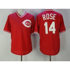 MLB Cincinnati Reds 14 Pete Rose Mesh BP Red Throwback Men Jersey