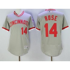 MLB Cincinnati Reds 14 Pete Rose Retired Gray Pullover 2016 Flexbase Majestic Baseball Men Jersey