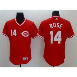 MLB Cincinnati Reds 14 Pete Rose Retired Red Pullover 2016 Flexbase Majestic Baseball Men Jersey