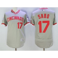 MLB Cincinnati Reds 17 Chris Sabo Retired Gray Pullover 2016 Flexbase Majestic Baseball Men Jersey
