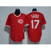 MLB Cincinnati Reds 17 Chris Sabo Retired Red Pullover Cooperstown Collection Cool Base Men Jersey