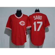 MLB Cincinnati Reds 17 Chris Sabo Retired Red Pullover Cooperstown Collection Cool Base Men Jersey