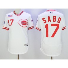 MLB Cincinnati Reds 17 Chris Sabo Retired White Pullover 2016 Flexbase Majestic Baseball Men Jersey