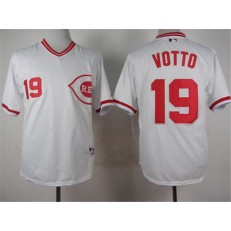 MLB Cincinnati Reds 19 Joey Votto 1990 White Pullover Men Jersey