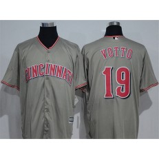 MLB Cincinnati Reds 19 Joey Votto Gray Road Stitched Majestic Cool Base Men Jersey