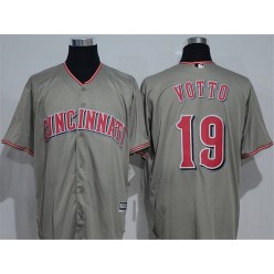 MLB Cincinnati Reds 19 Joey Votto Gray Road Stitched Majestic Cool Base Men Jersey