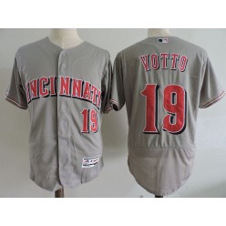 MLB Cincinnati Reds 19 Joey Votto Gray Road Stitched Majestic Flex Base Men Jersey