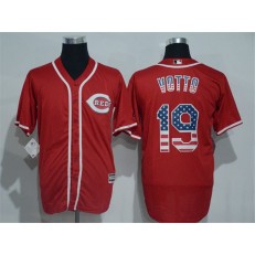 MLB Cincinnati Reds 19 Joey Votto Red USA Flag Fashion Baseball Men Jersey