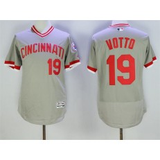 MLB Cincinnati Reds 19 Joey Votto Retired Gray Pullover 2016 Flexbase Majestic Baseball Men Jersey