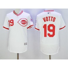 MLB Cincinnati Reds 19 Joey Votto Retired White Pullover 2016 Flexbase Majestic Baseball Men Jersey