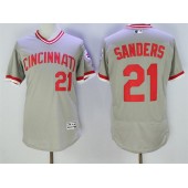 MLB Cincinnati Reds 21 Deion Sanders Retired Gray Pullover 2016 Flexbase Majestic Baseball Men Jersey