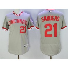 MLB Cincinnati Reds 21 Deion Sanders Retired Gray Pullover 2016 Flexbase Majestic Baseball Men Jersey