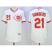 MLB Cincinnati Reds 21 Deion Sanders Retired White Pullover 2016 Flexbase Majestic Baseball Men Jersey