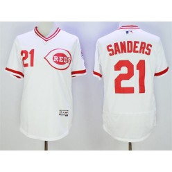 MLB Cincinnati Reds 21 Deion Sanders Retired White Pullover 2016 Flexbase Majestic Baseball Men Jersey
