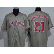 MLB Cincinnati Reds 21 Michael Lorenzen Gray Road Stitched Majestic Cool Base Men Jersey