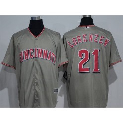 MLB Cincinnati Reds 21 Michael Lorenzen Gray Road Stitched Majestic Cool Base Men Jersey