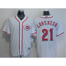 MLB Cincinnati Reds 21 Michael Lorenzen White Home Stitched Majestic Cool Base Men Jersey