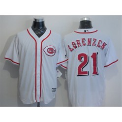 MLB Cincinnati Reds 21 Michael Lorenzen White Home Stitched Majestic Cool Base Men Jersey
