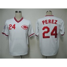 MLB Cincinnati Reds 24 Tony Perez 1974 White Throwback Men Jersey