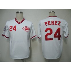 MLB Cincinnati Reds 24 Tony Perez 1974 White Throwback Men Jersey