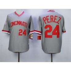 MLB Cincinnati Reds 24 Tony Perez 1976 Gray Throwback Men Jersey
