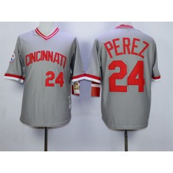 MLB Cincinnati Reds 24 Tony Perez 1976 Gray Throwback Men Jersey