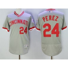 MLB Cincinnati Reds 24 Tony Perez Retired Gray Pullover 2016 Flexbase Majestic Baseball Men Jersey