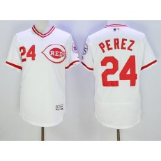 MLB Cincinnati Reds 24 Tony Perez Retired White Pullover 2016 Flexbase Majestic Baseball Men Jersey