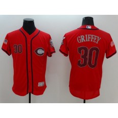 MLB Cincinnati Reds 30 Ken Griffey Jr Red Stars & Stripes Fashion Independence Day Stitched Majestic Flex Base Men Jersey