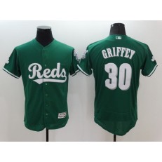 MLB Cincinnati Reds 30 Ken Griffey Jr Retired Green 2016 St. Patrick's Day Flexbase Majestic Baseball Men Jersey