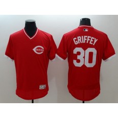 MLB Cincinnati Reds 30 Ken Griffey Jr Retired Red Pullover 2016 Flexbase Majestic Baseball Men Jersey
