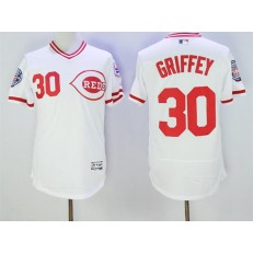 MLB Cincinnati Reds 30 Ken Griffey Jr Retired White Pullover 2016 Flexbase Majestic Baseball Men Jersey