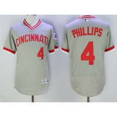 MLB Cincinnati Reds 4 Brandon Phillips Retired Gray Pullover 2016 Flexbase Majestic Baseball Men Jersey
