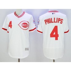 MLB Cincinnati Reds 4 Brandon Phillips Retired White Pullover 2016 Flexbase Majestic Baseball Men Jersey