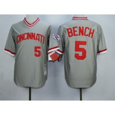 MLB Cincinnati Reds 5 Johnny Bench 1976 Gray Throwback Men Jersey