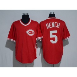 MLB Cincinnati Reds 5 Johnny Bench Retired Red Pullover Cooperstown Collection Cool Base Men Jersey
