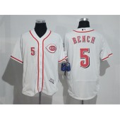 MLB Cincinnati Reds 5 Johnny Bench Retired White 2016 Flexbase Majestic Baseball Men Jersey