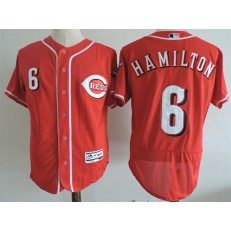MLB Cincinnati Reds 6 Billy Hamilton Red Alternate Stitched Majestic Flex Base Men Jersey